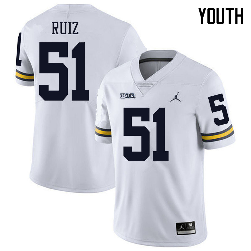 Jordan Brand Youth #51 Cesar Ruiz Michigan Wolverines College Football Jerseys Sale-White